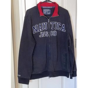 Men’s Nautica Jeans Co. Black Mock Neck Long Sleeve Full Zip Jacket Size Large